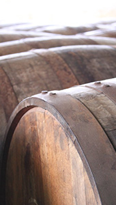 Close up of bourbon barrel.